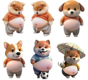 犬 お腹 シール 3D