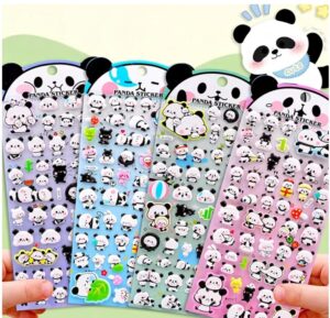 【被らない柄・4枚セット】パンダ立体シール